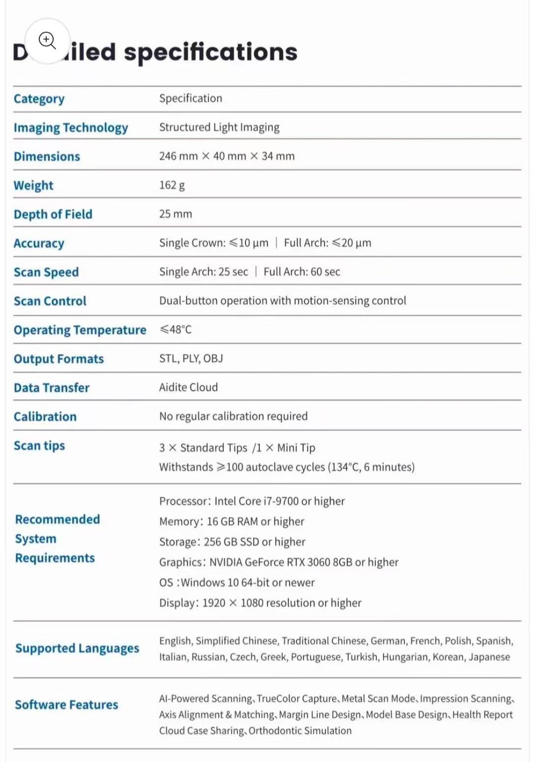 Aidite Intraoral Scanner -- Rapid 5