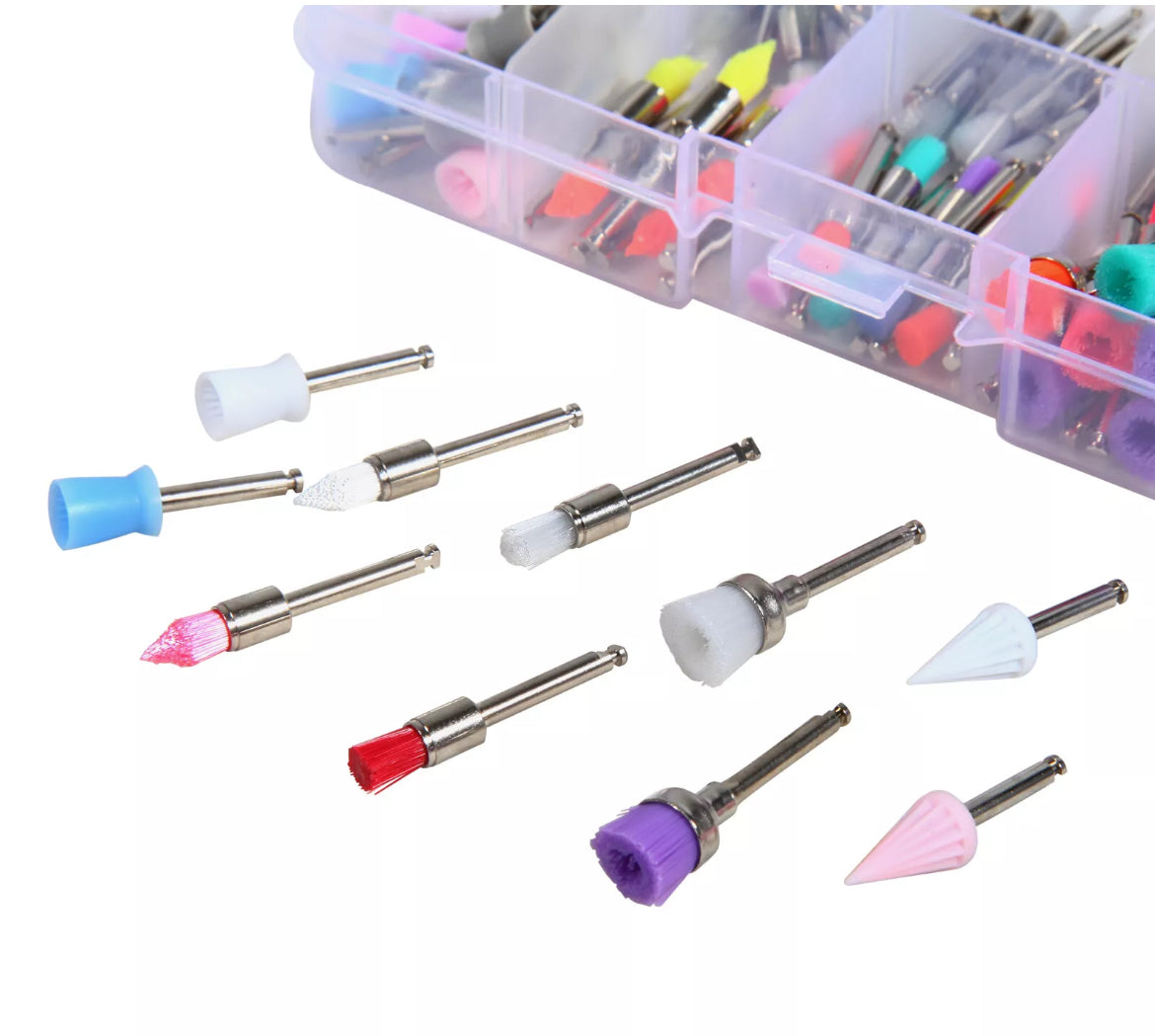 Dental Prophy Nylon Polishing Flat Latch Cups Brush Kit