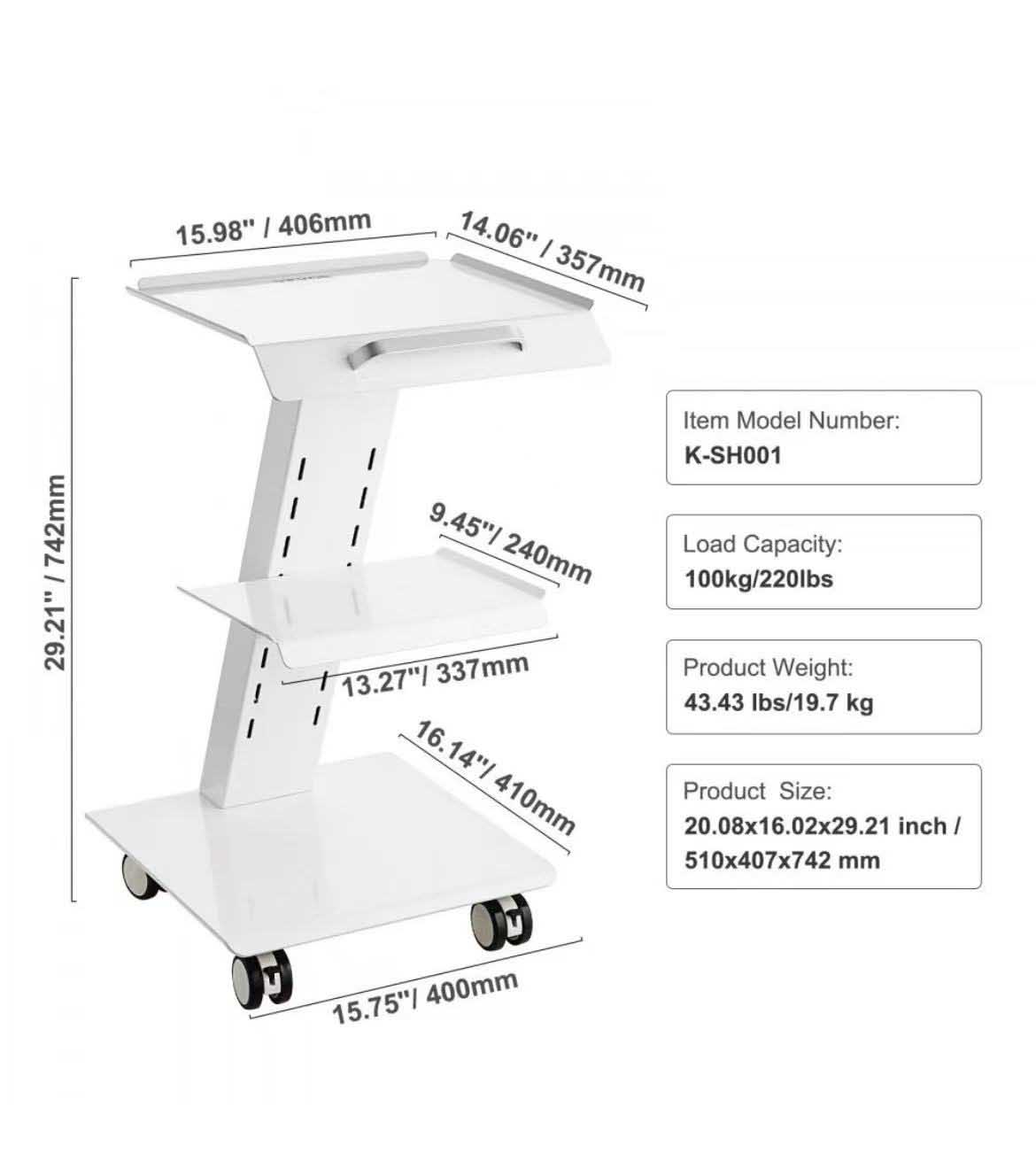 Clinic Mobile Cart Trolley With Socket