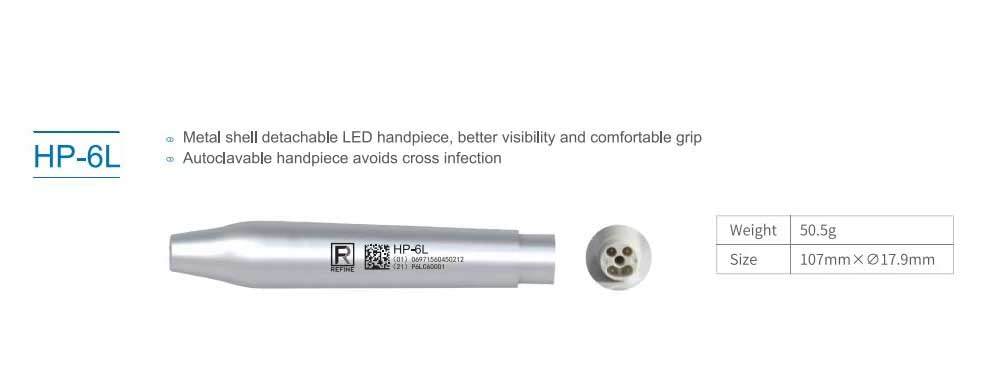 Dental Scaler Handpiece HP-6L compatible with EMS & Refine  Woodpecker Metal Shell