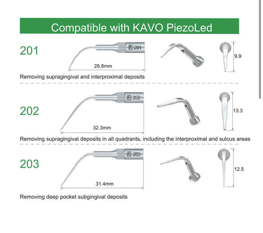 Dental Ultrasonic Scaler Tips Compatible with KAVO PiezoLed   201, 202, 203