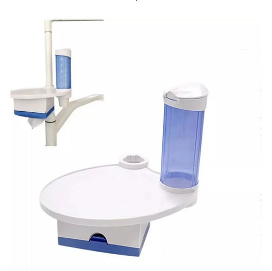 Dental Chair Mounting Pole Plastic Tray with Cups Holder and Tissue Box