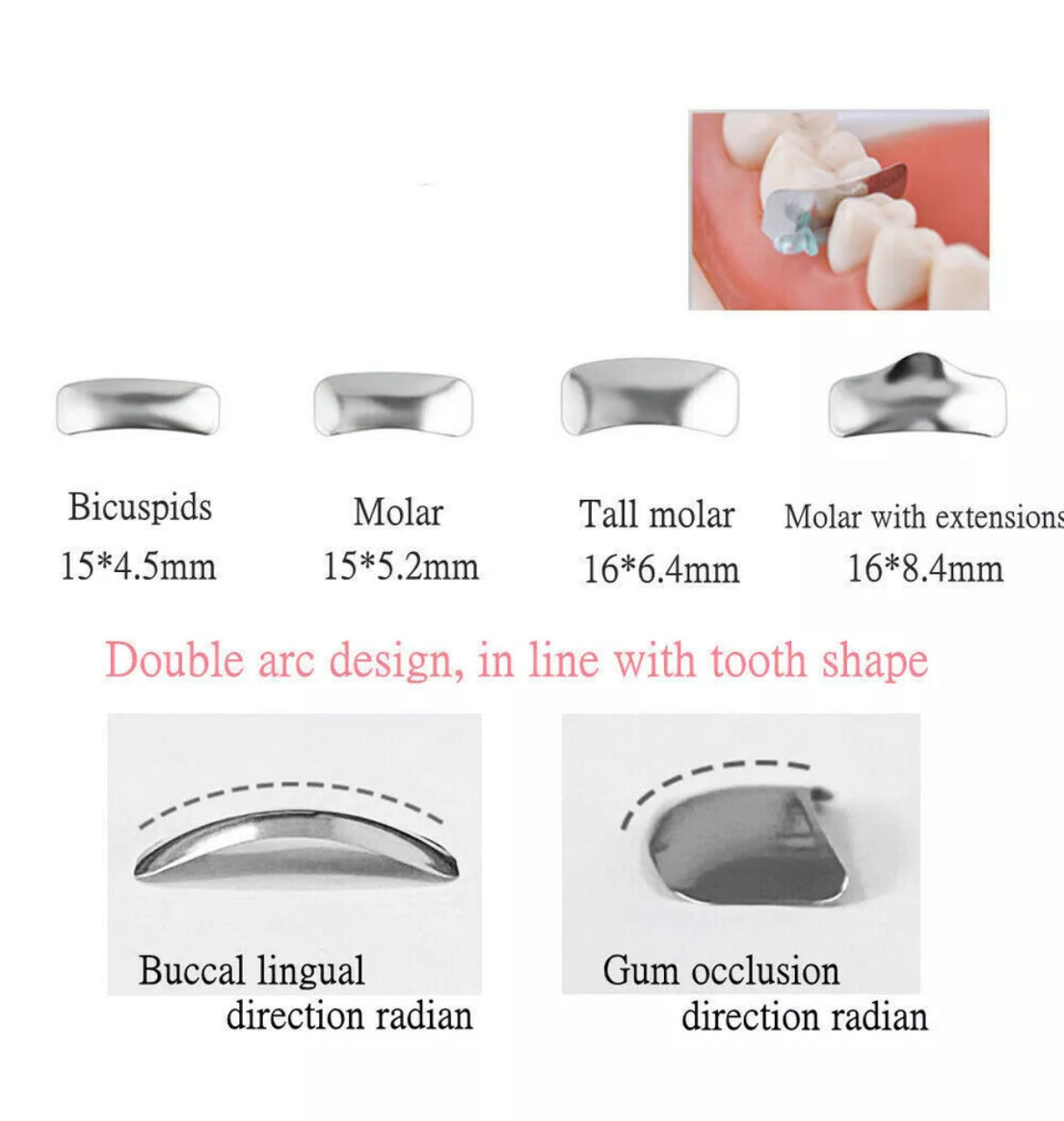 Dental Matrix Band Biscuspids Refill Matrices Sectional System   M2 1.0