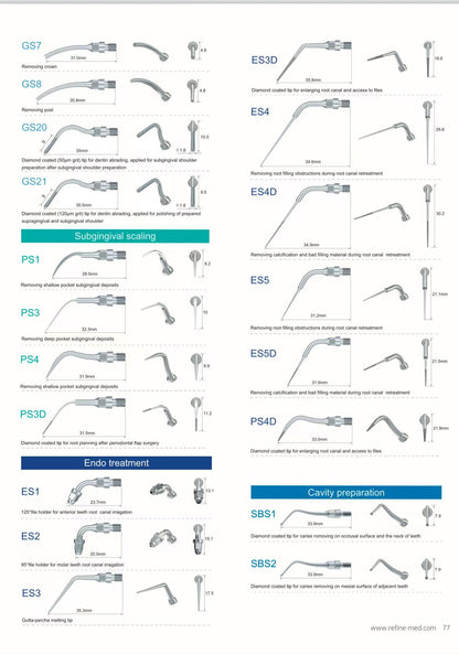 Dental Ultrasonic Scaler Tips Compatible with Sirona