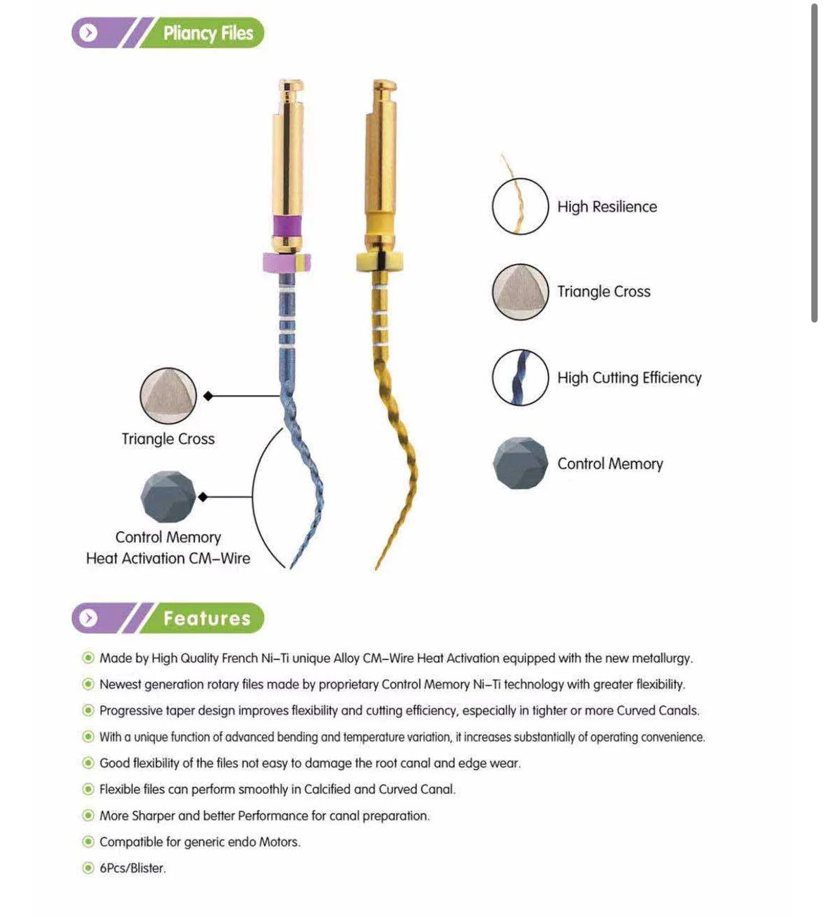 Dental Pliancy Blue Tapered NiTi Rotary Files