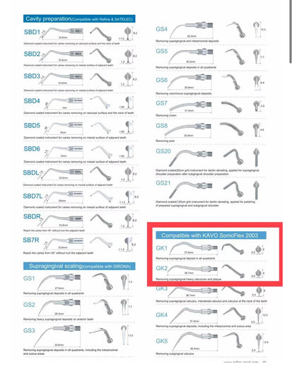 Dental Ultrasonic Scaler Tips  Compatible with Satelec,  NSK, DTE  ED1 , ED2 , ED3 , ED4 , ED5